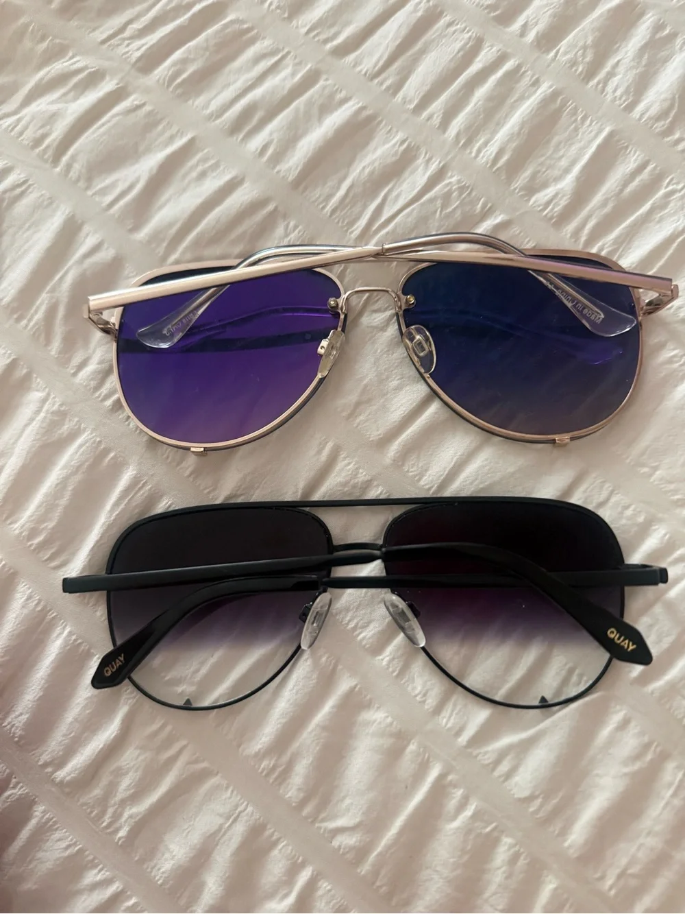 Quay Aviator Sunglasses Duo - Blue Gradient & Black Gradient Lenses